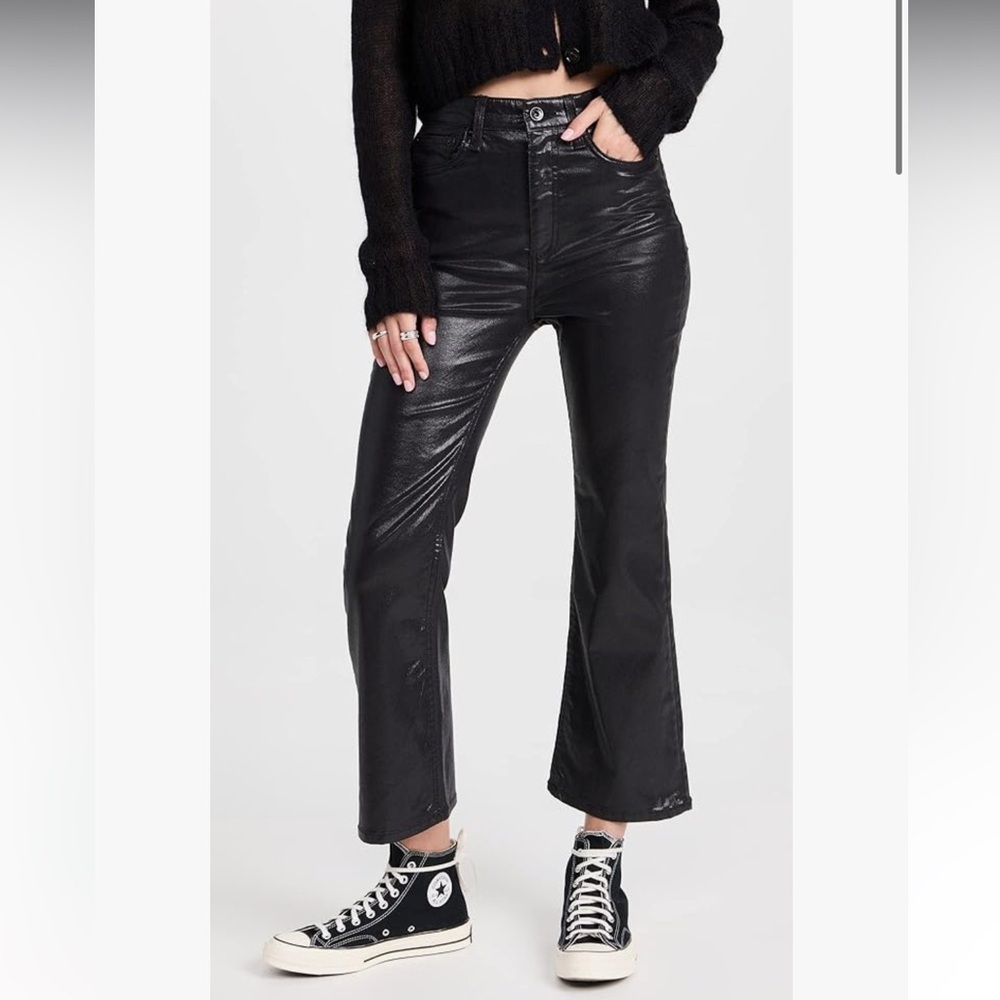 RAG & BONE Casey High-Rise Ankle Flare in Coated Black Size 27